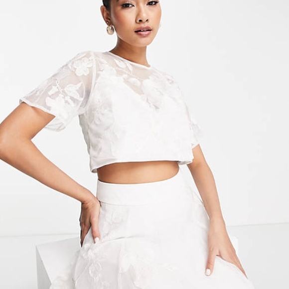 NWT ASOS EDITION floral embroidered mesh full skirt Size 4 - Picture 5 of 7
